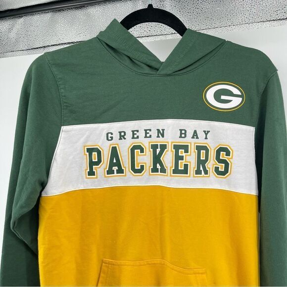 NFL Apparel Youth Green Bay Packers Green Yellow Pullover Hoodie XL 16/18 - Picture 3 of 13